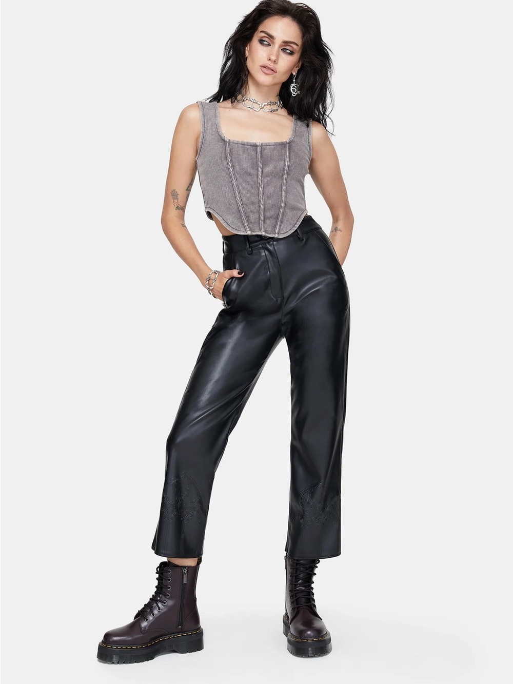 Disturbia Black  Leatherette Ankle trousers